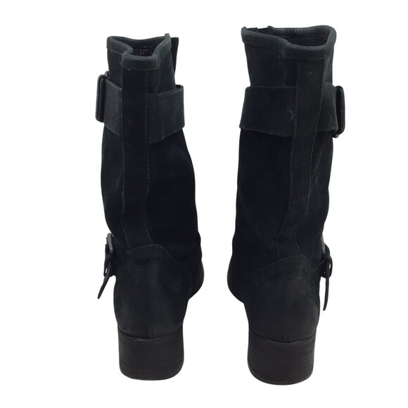 Vera Wang Lavender Uma Embellished Combat Moto Leather Mid-Calf Boots Womens 9.5 - Picture 7 of 14